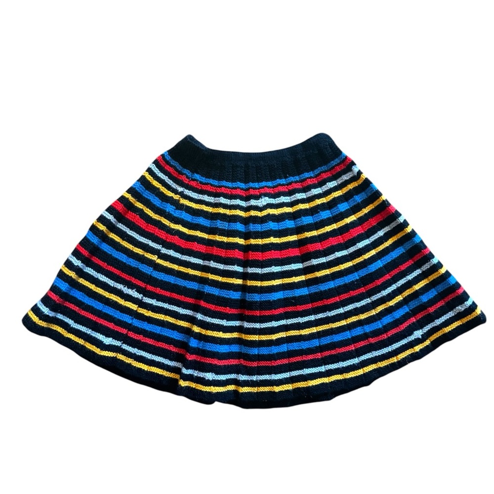 Vintage hand knit striped circle skirt. Size 4T.